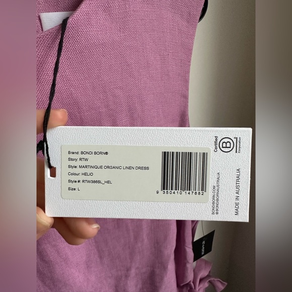 NWT BONDI BORN Martinique Wrap-effect Organic Linen Mini Dress - Pink size large - Picture 11 of 16